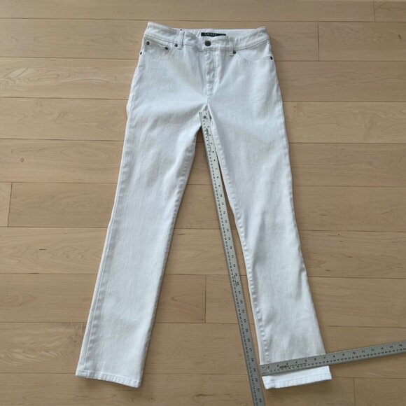 Ralph Lauren Premier Straight jeans white stretch denim high waisted rise size 6 - Picture 13 of 16